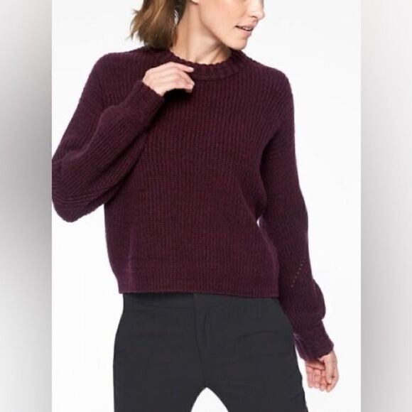 Athleta Wool Cashmere Lucca Purple Bubble Sleeve Sweater XS - Picture 1 of 6